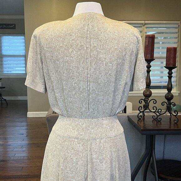 Liz Claiborne Dress 8 Petite VTG 90's Shoulder Pads Button Front Wide Waistband - Picture 12 of 16